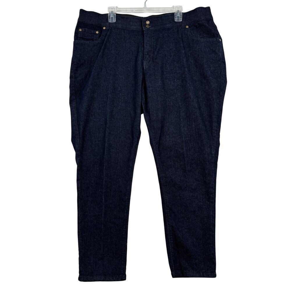Woman Within Ankle Jeans Size 24W Dark Wash Skinny 5 Pocket Stretch‎ Denim